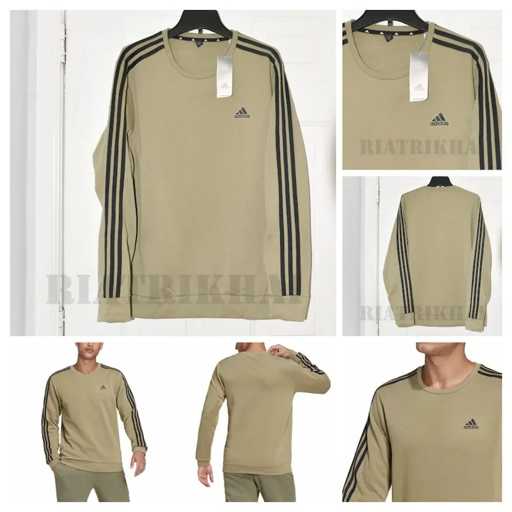 GREEN NWT Men Crewneck Sweater Sweatshirt Adidas - Picture 1 of 9